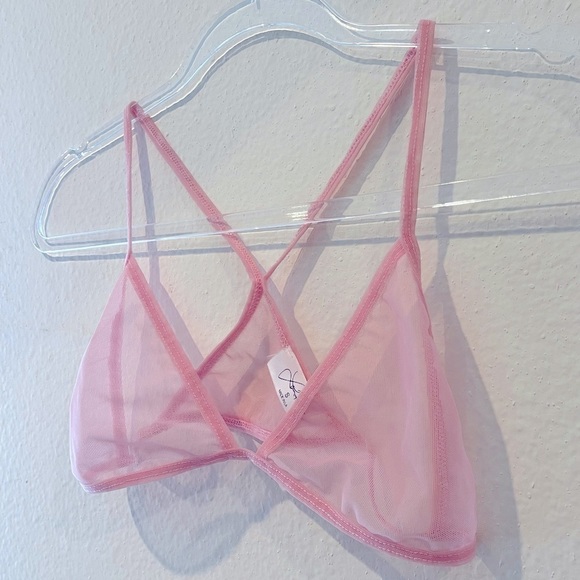 Laina Rauma SET PG13 Fine mesh bra bralette thong set Small black pink - Picture 3 of 16